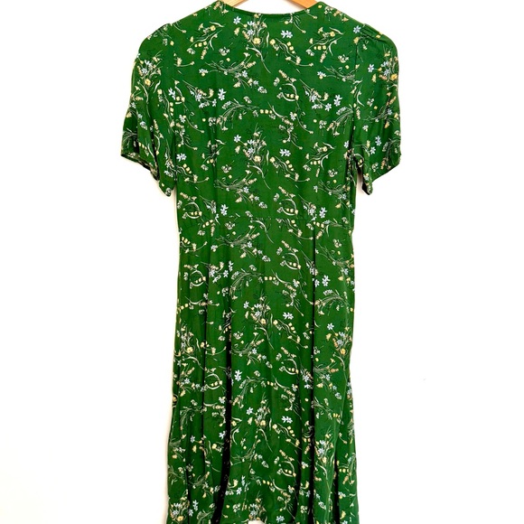 Uniqlo Green Floral Button Down Tea Dress With Pockets Size X Small - Picture 3 of 6